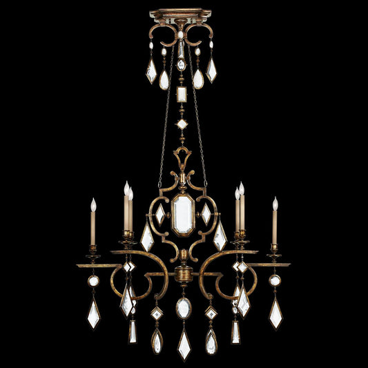 Encased Gems Six-Light Single-Tier Chandelier with Clear Crystal Accents