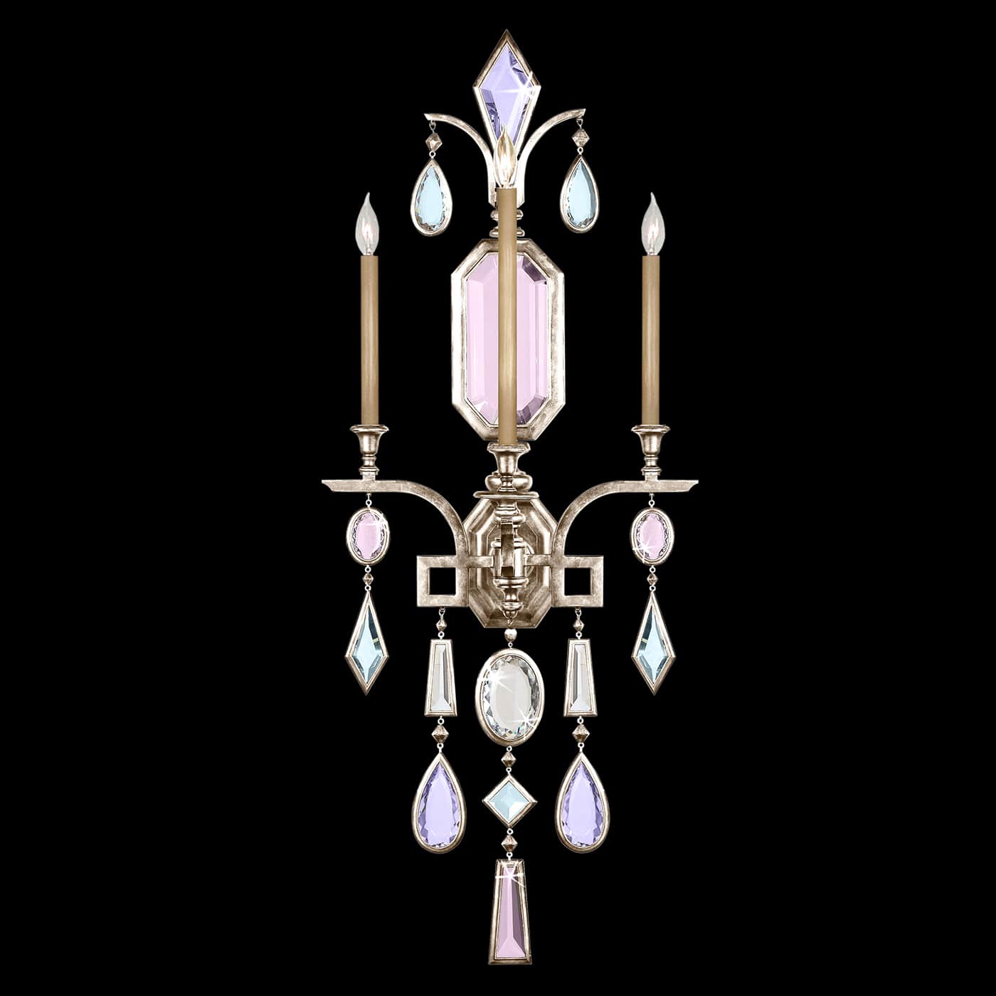 Encased Gems Three-Light Wall Sconce with Multi-Color Crystal Accents