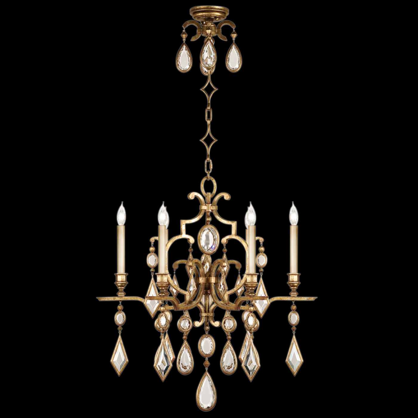 Encased Gems Six-Light Single-Tier Chandelier with Clear Crystal Accents
