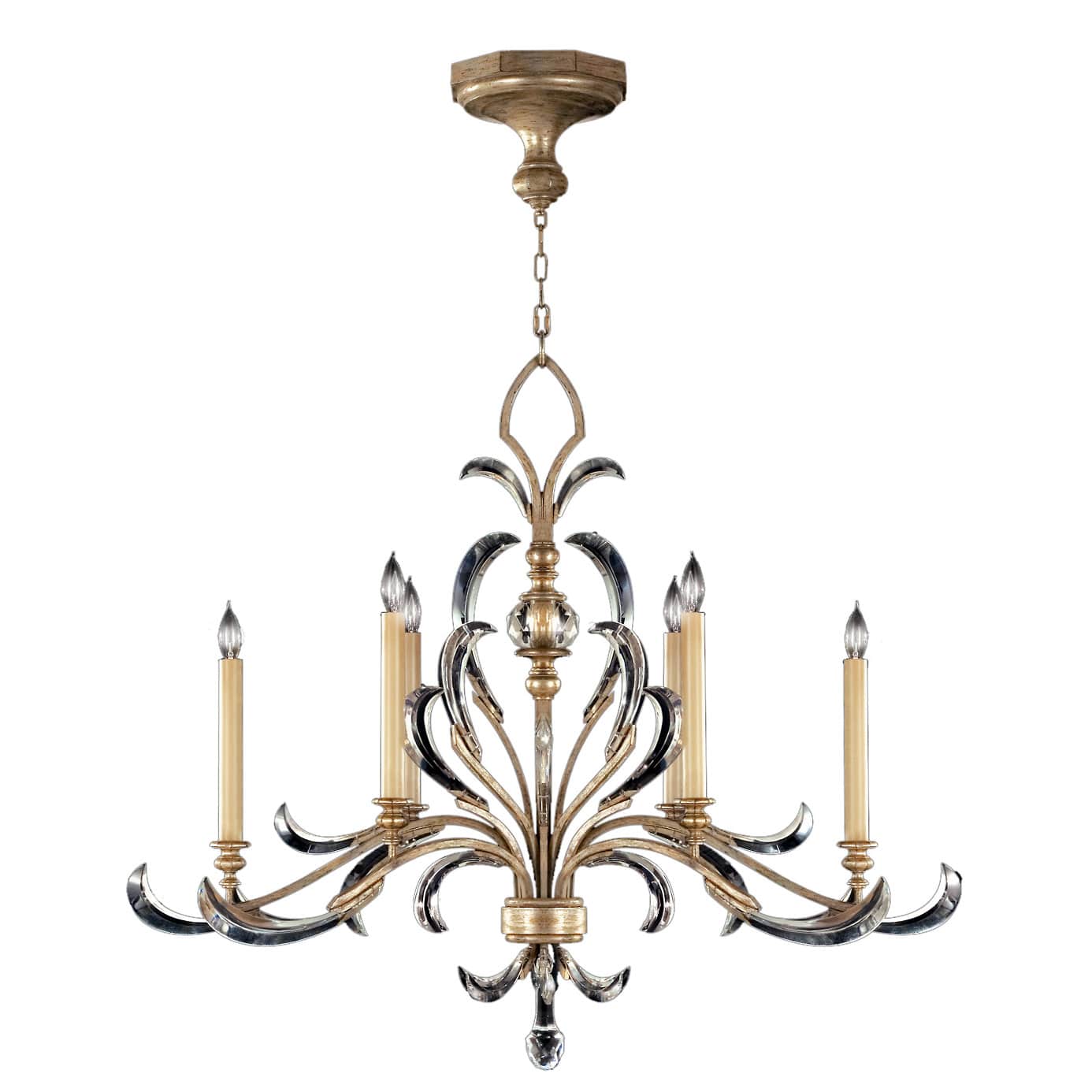 Beveled Arcs Six-Light Single-Tier Beveled Crystal Chandelier