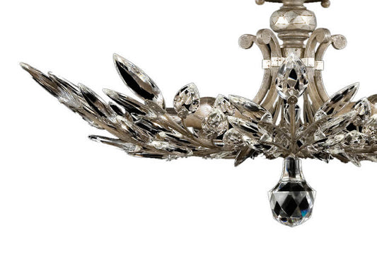 Crystal Laurel 29" Diameter Five-Light Semi-Flush Mount Ceiling Fixture with Bold-Cut Stylized Crystal Leaves