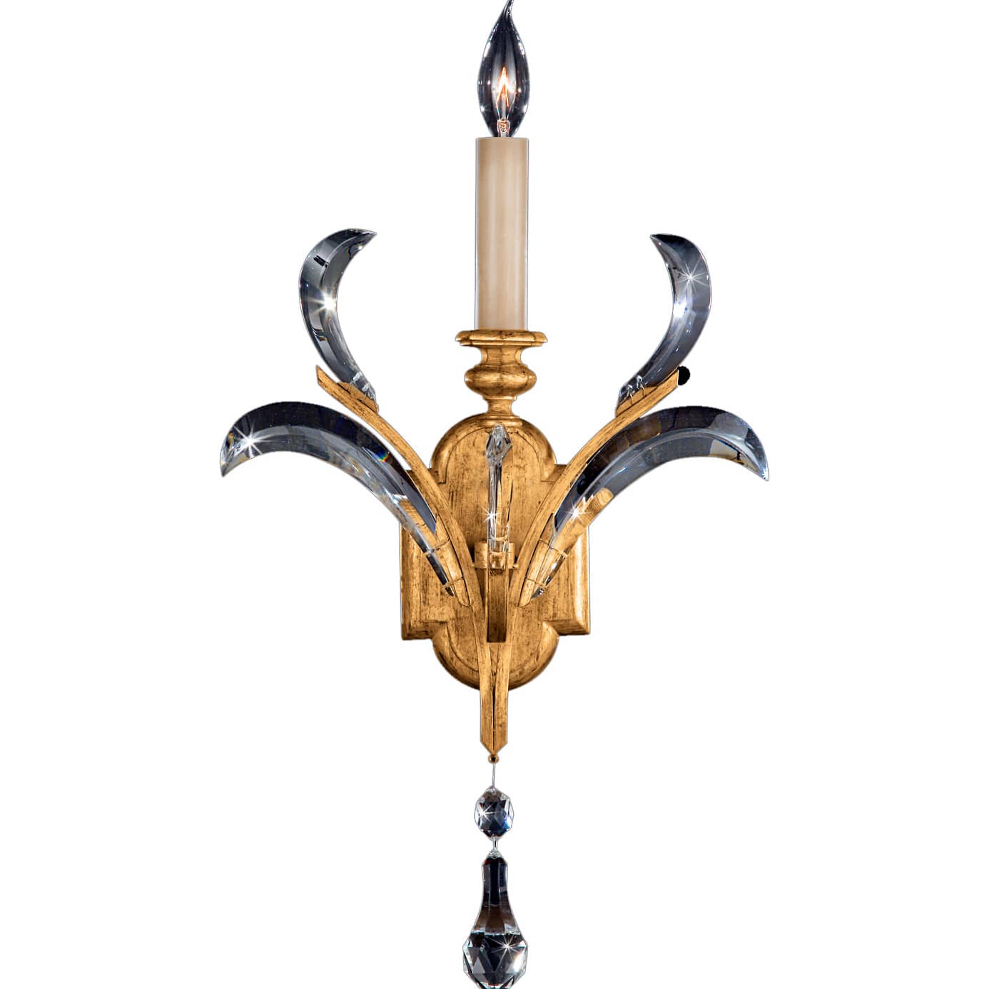 Beveled Arcs Gold Single-Light Beveled Crystal Wall Sconce