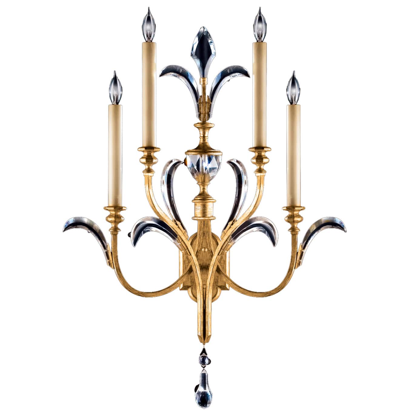 Beveled Arcs Gold Four-Light Beveled Crystal Wall Sconce