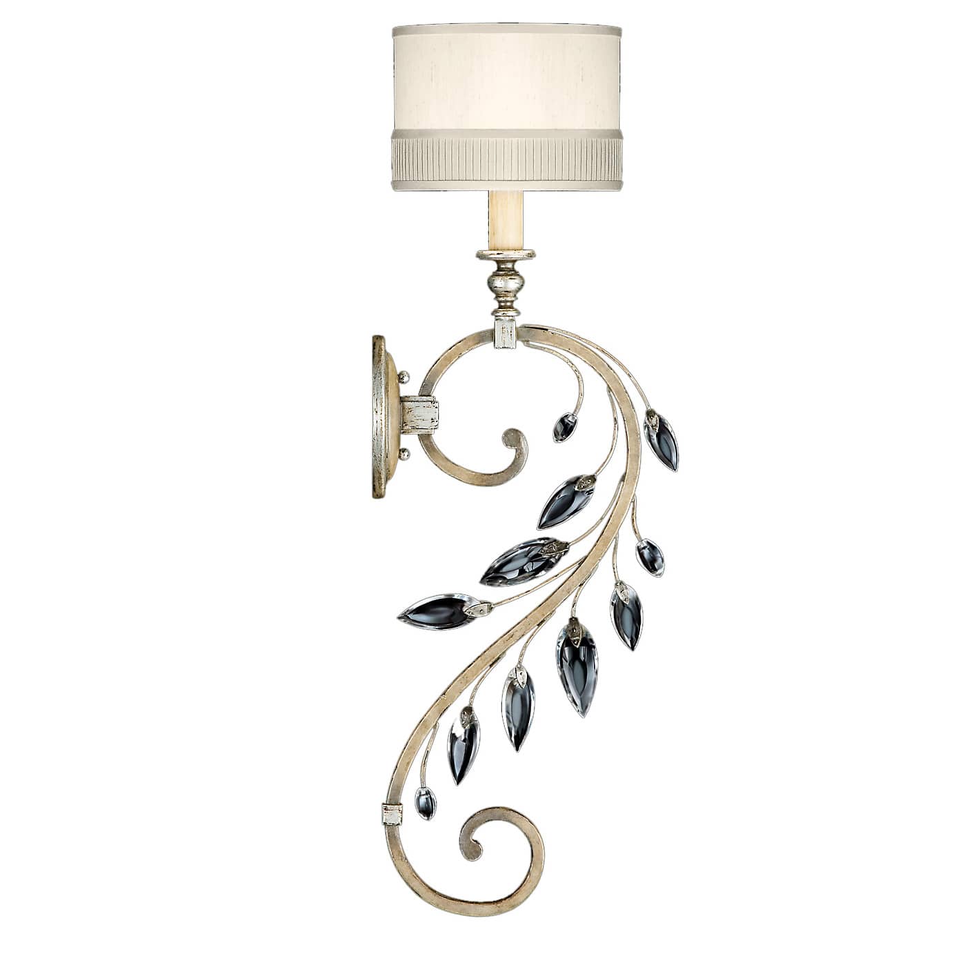 Crystal Laurel Single-Light Wall Sconce with Bold-Cut Stylized Crystal Leaves