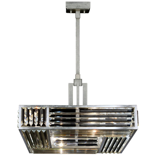 Crystal Enchantment Four-Light Single-Tier Chandelier with Multi-Faceted Crystal Panels