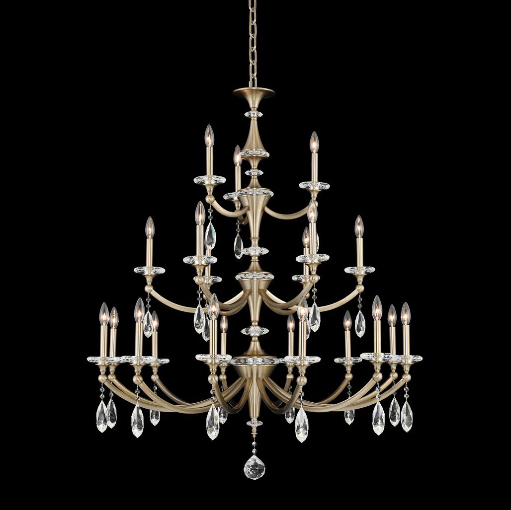 Floridia 42" Wide Champagne Gold 21-Light 3-Tier Chandelier