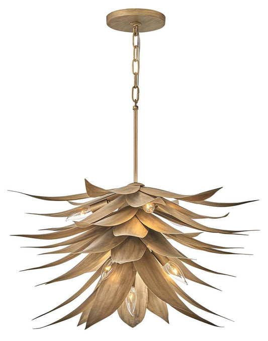 Agave 7 Light 26" Wide Taper Candle Pendant with Hand Sculpted Steel Leaves