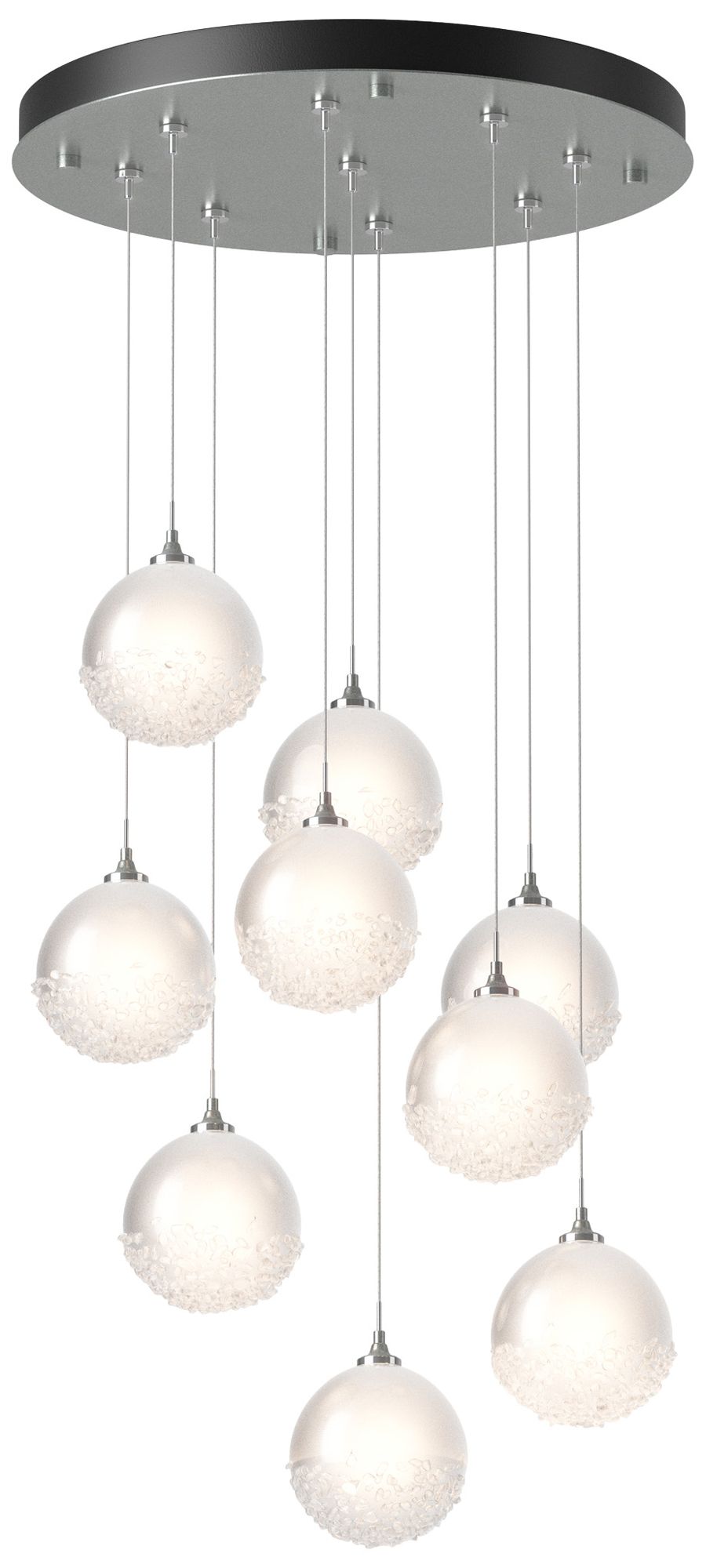 Fritz Globe 20.5"W 9-Light Vintage Platinum Long Pendant w/ Frosted Sh