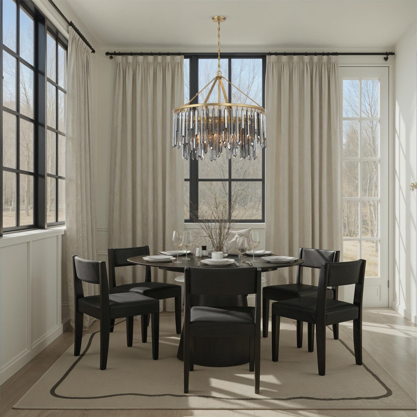 Gemma 32'' Modern Gold Chandelier Black 32"W x 30.75"H x 32"D