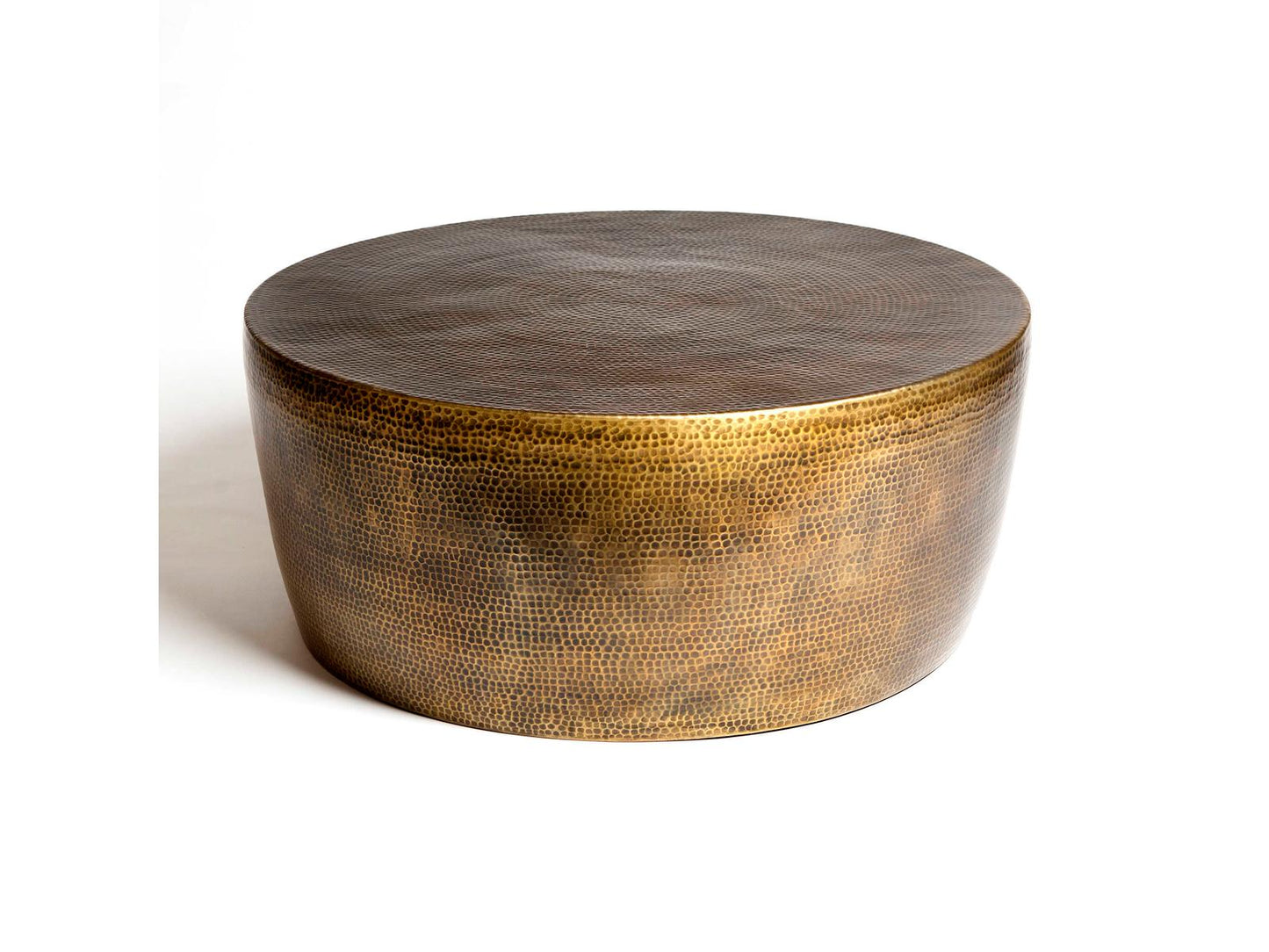 Izmir Round Metal Coffee Table in Antique Brass