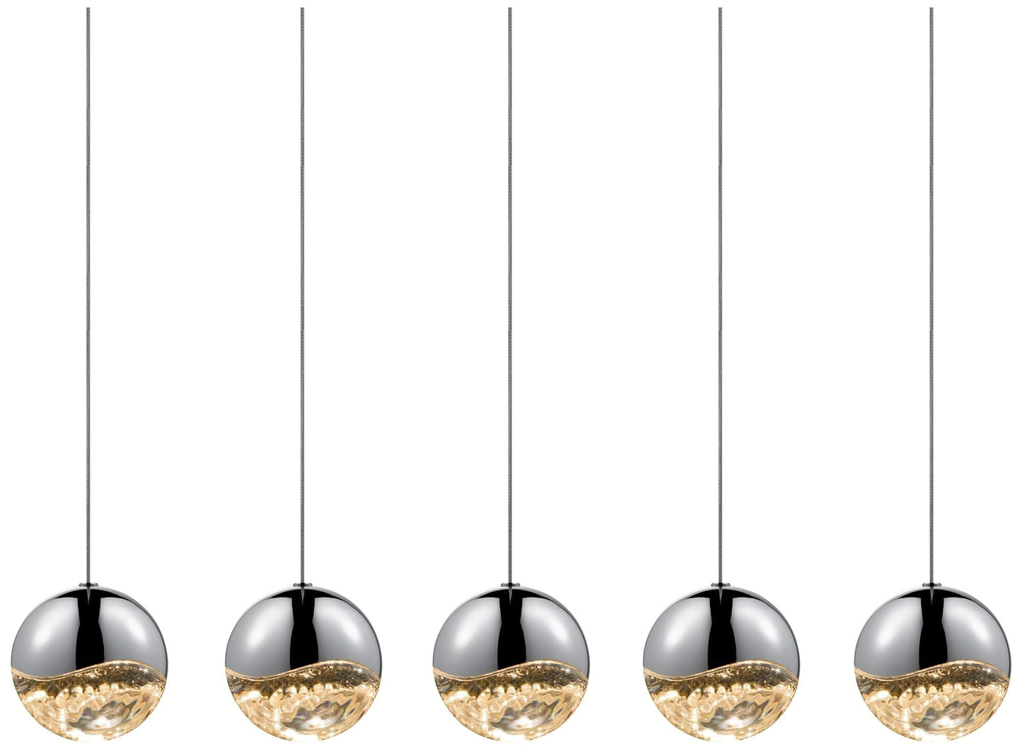 Grapes 37.75" Wide 5.Light Polished Chrome Large LED Pendant