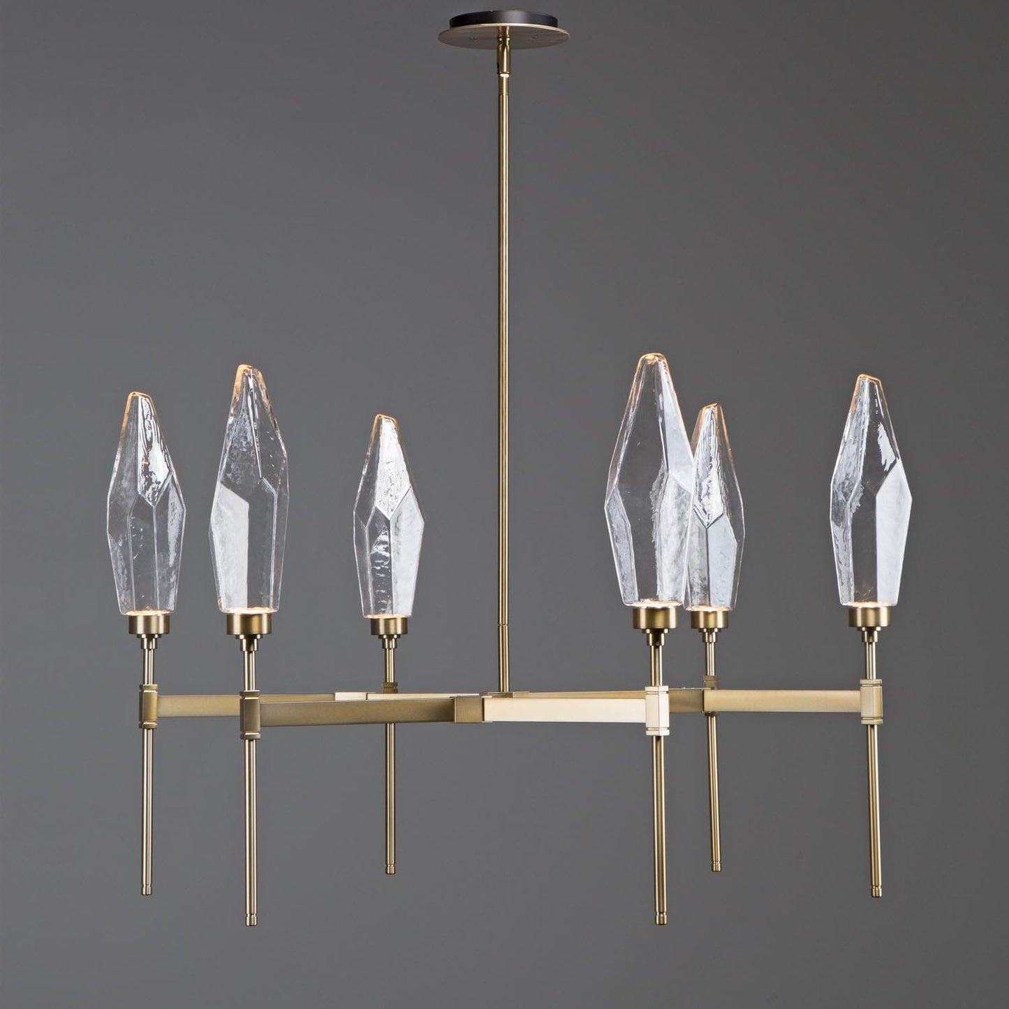 Rock Crystal 37" Wide 6 Light Hand Blown Glass LED Chandelier