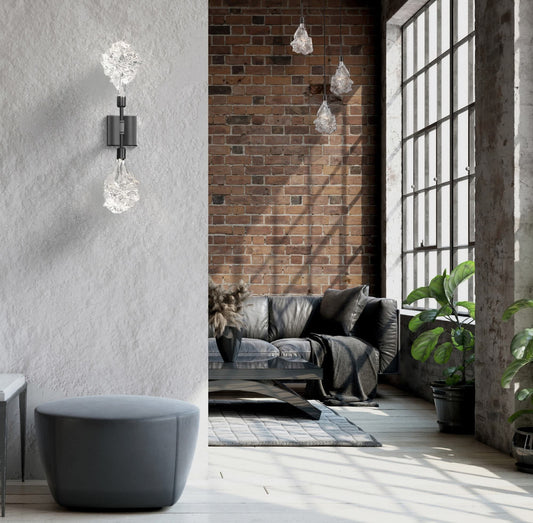 Blossom 25" Tall LED Wall Sconce with Clear Blossom Blown Glass Shades