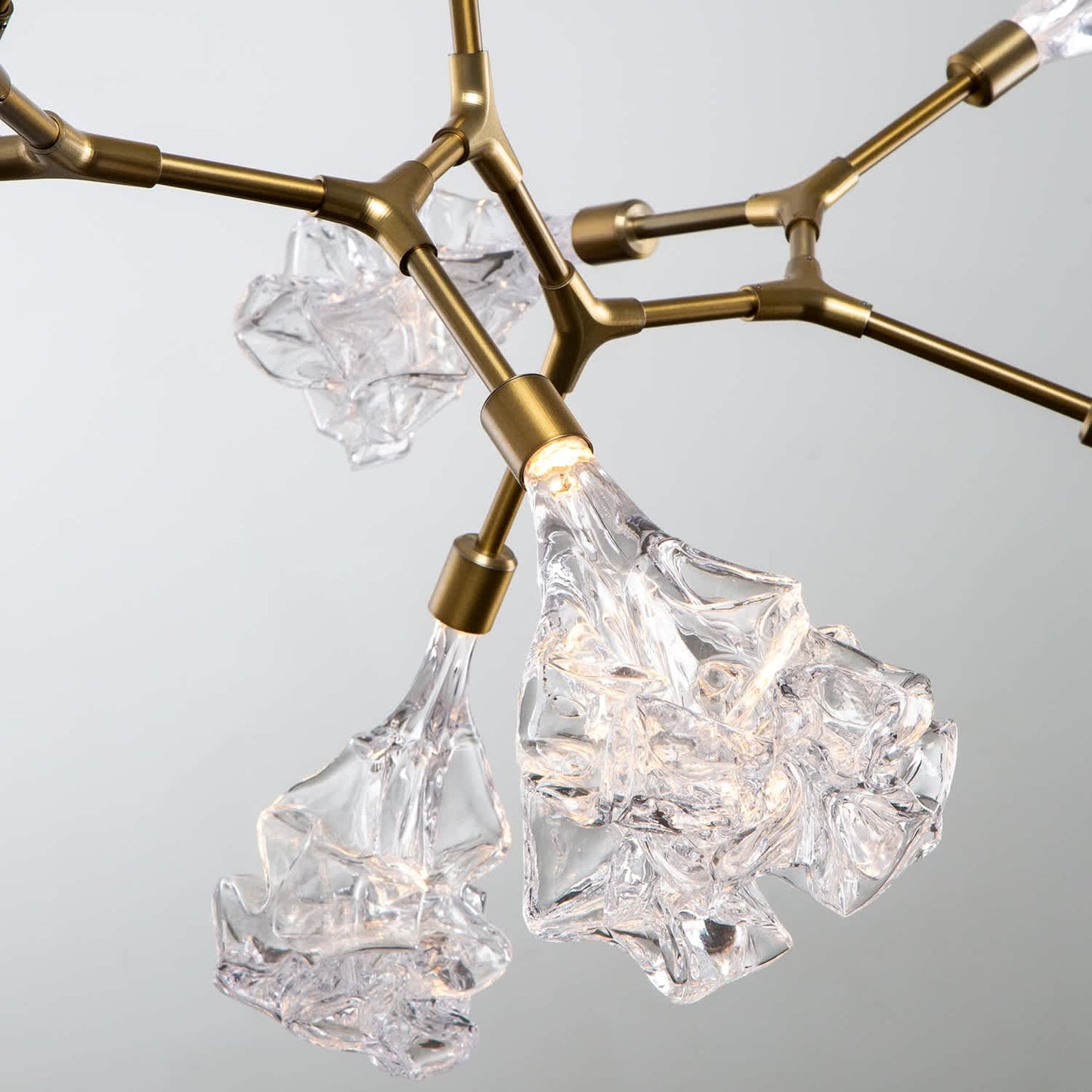 Blossom 49" Wide LED Abstract Chandelier with Clear Blossom Blown Glass Shades