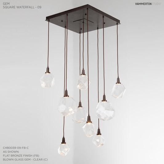Gem 30" Wide 9 Light Hand Blown Glass LED Pendant