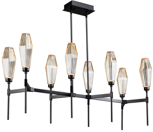 Aalto 48" Wide Artisan Crafted Geometric Optic Glass 8 Light Linear Chandelier