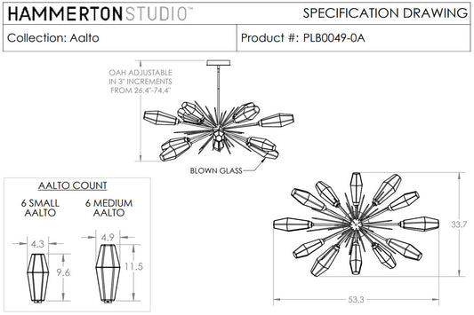 Aalto 53" Wide Artisan Crafted Geometric Optic Glass 12 Light Oval Starburst Chandelier