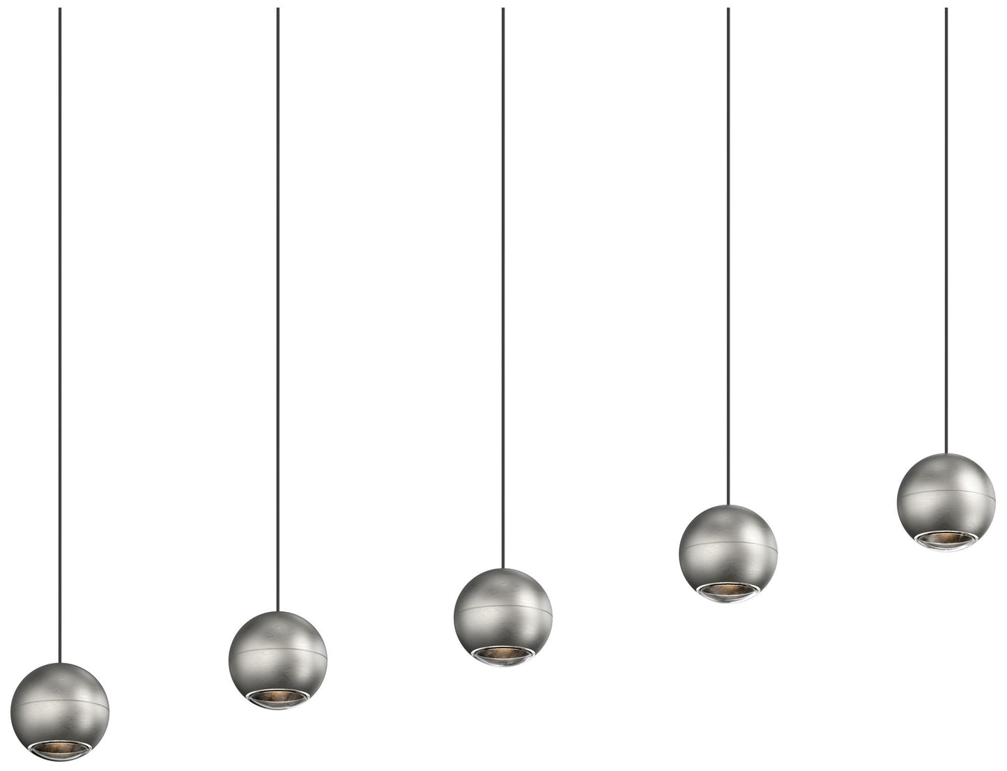 Hemisphere 15" 5 Light Natural Anodized Linear Pendant