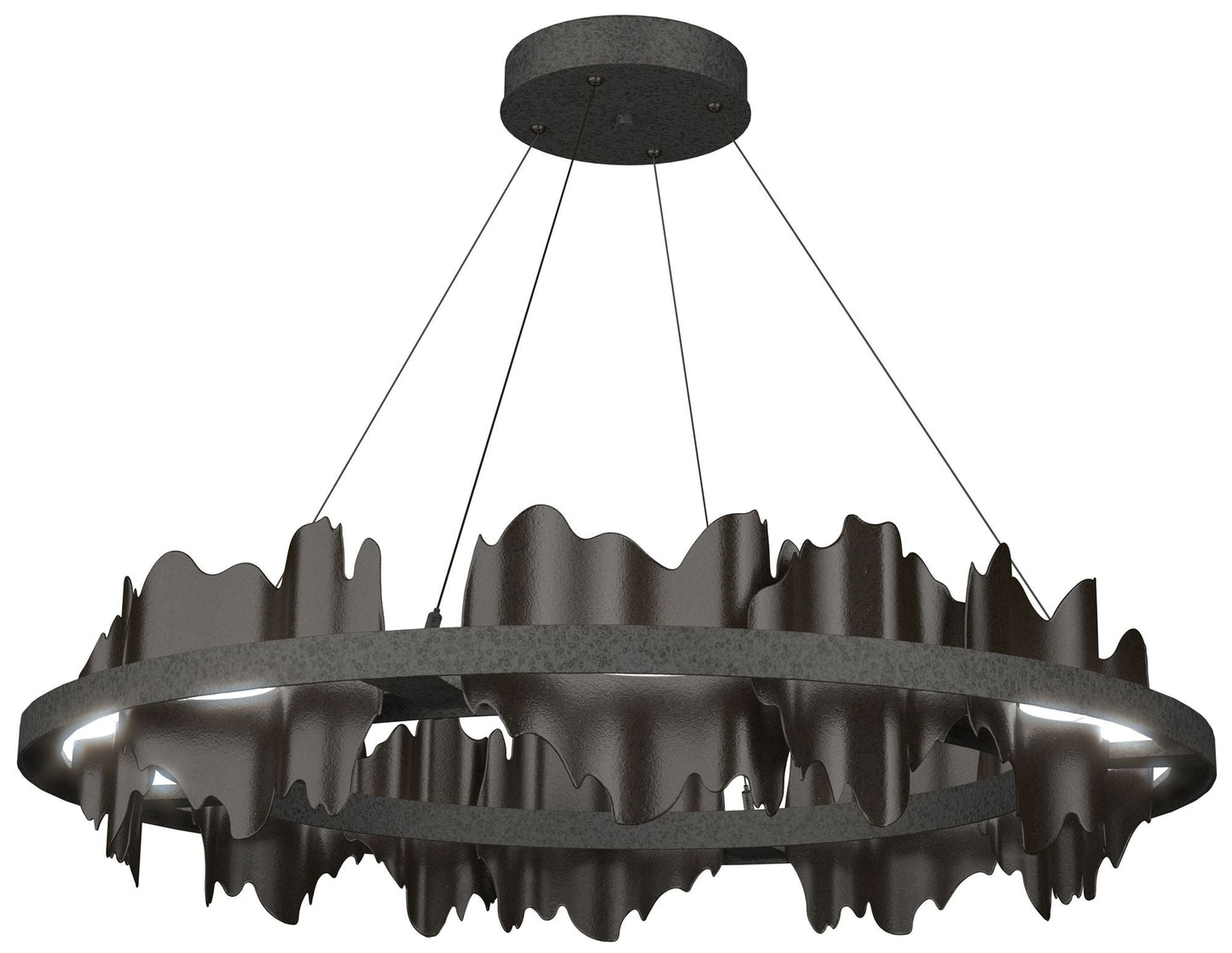 Hildene 38"W Oil Rubbed Bronze Accented Circular Iron Standard LED Pendant
