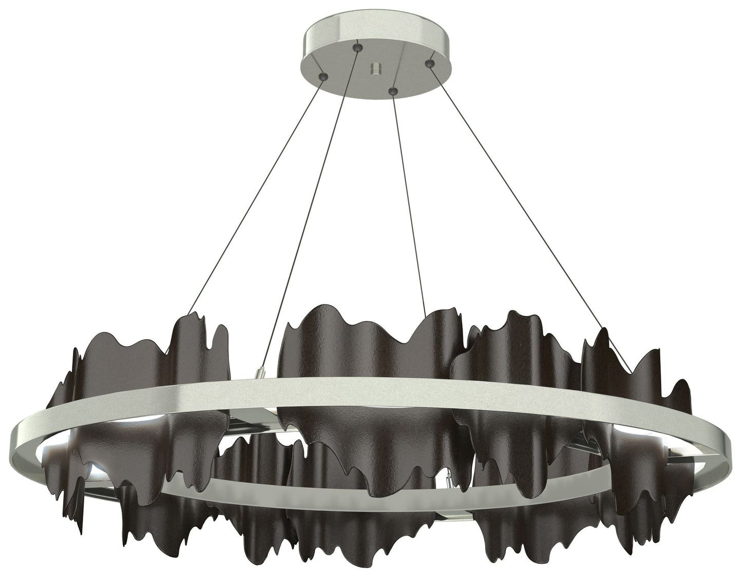Hildene 38"W Oiled Bronze Accented Circular Sterling Standard LED Pendant