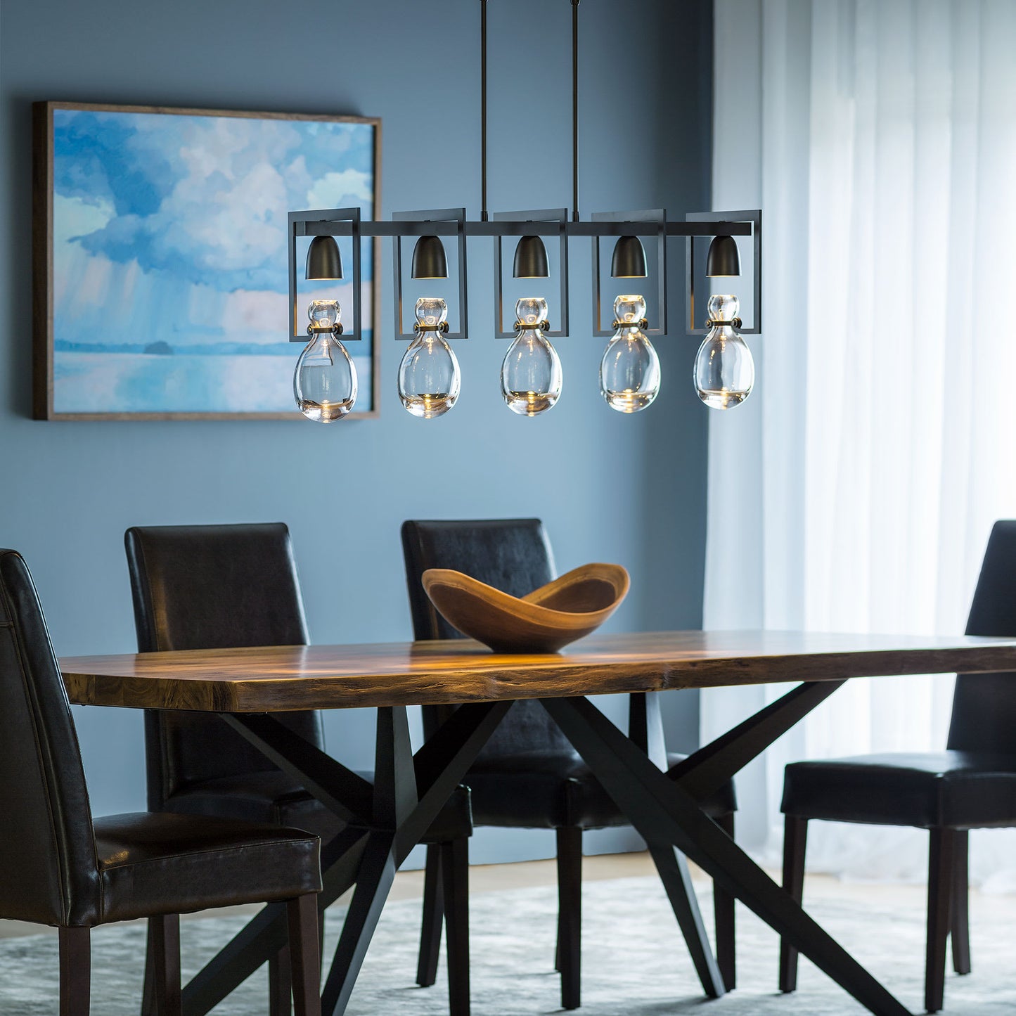 New Traditional 5 Light 41" Wide Linear Pendant