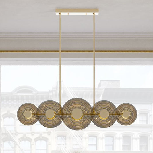 Hudson Valley Griston 53" Wide Aged Brass 10-Light LED Island Light