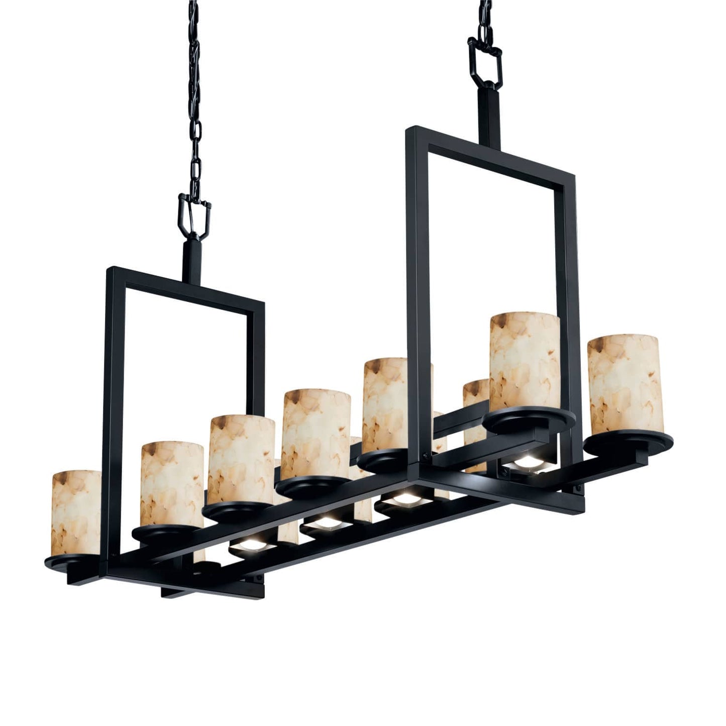 Alabaster Rocks! 12 Light 13" Wide Pillar Candle Chandelier - Short Variation