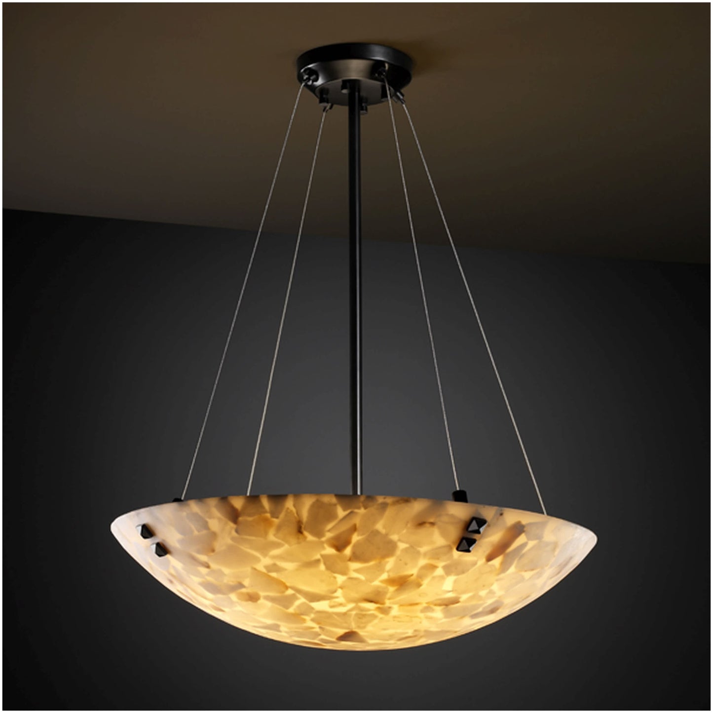 Alabaster Rocks! 36" Wide Integrated 3000K LED Pendant with Shaved Alabaster Rocks Resin Shade