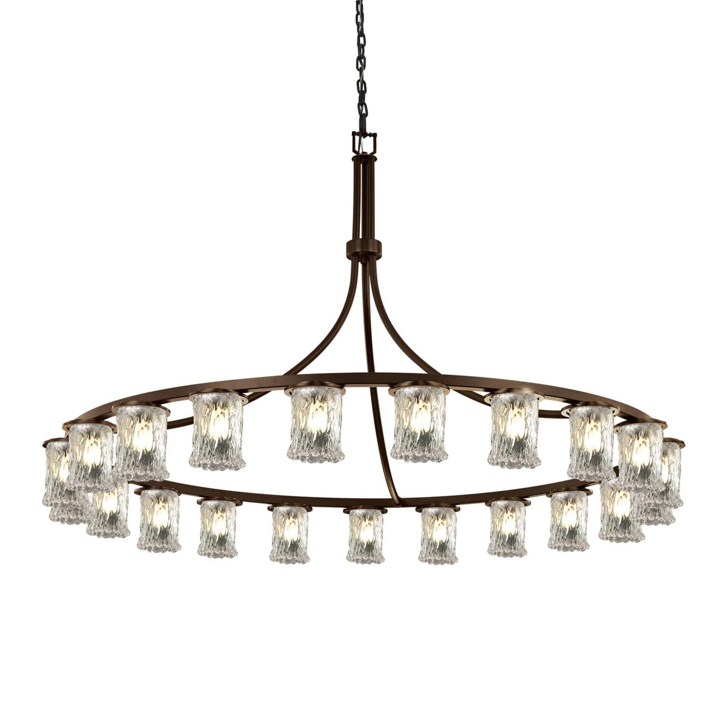 Veneto Luce 21 Light 60" Wide Ring Chandelier with Clear Rippled Glass Shades