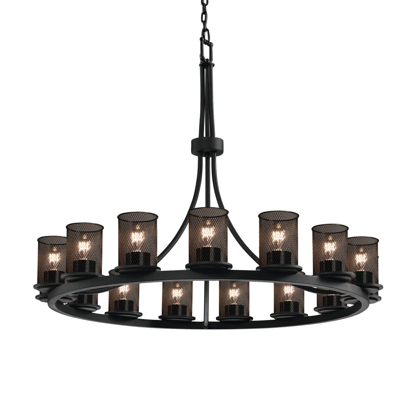 Wire Mesh 15 Light 42" Wide Pillar Candle Ring Chandelier with Wire Mesh Shades