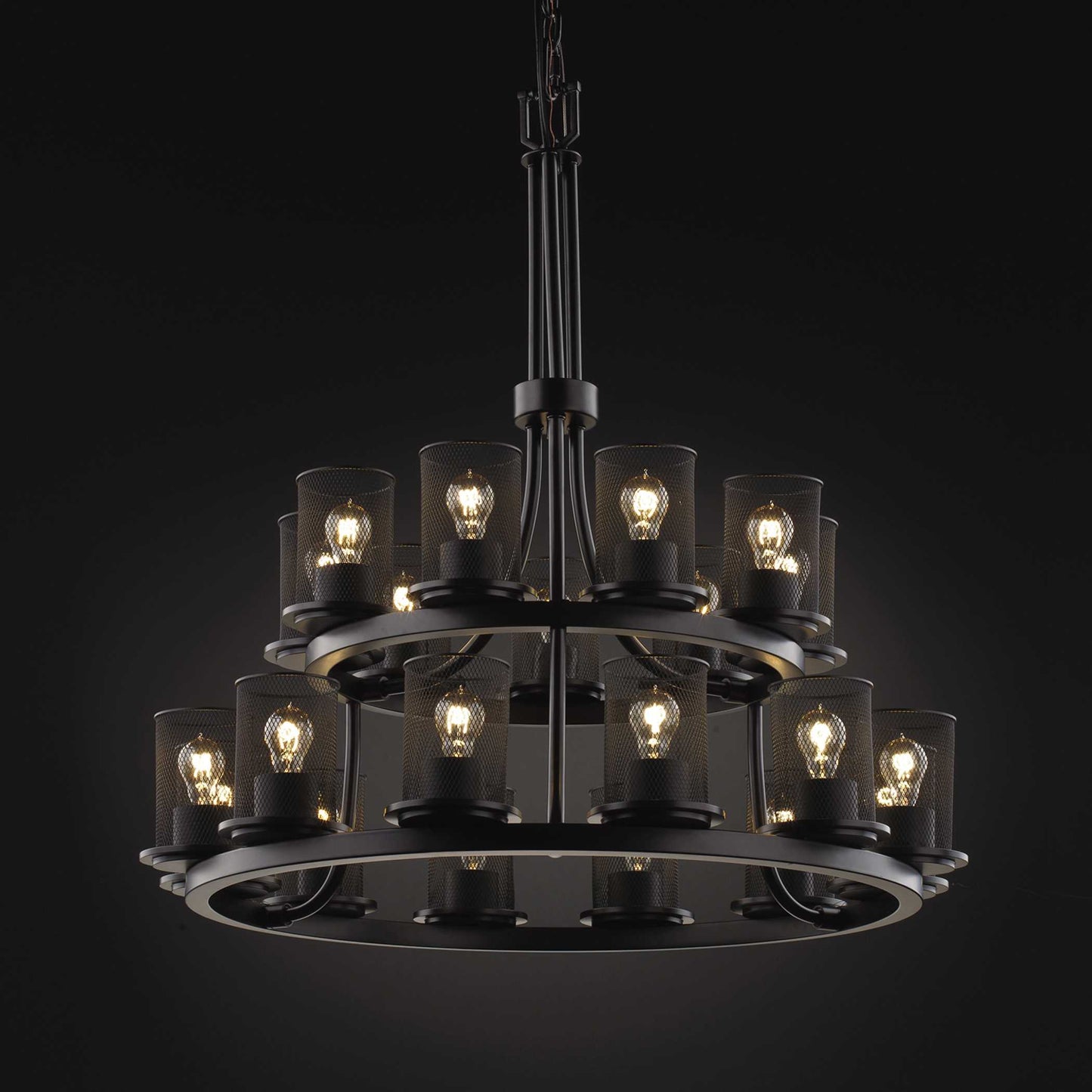 Wire Mesh 21 Light 33" Wide Pillar Candle Style Chandelier with Wire Mesh Shades