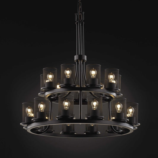 Wire Mesh 21 Light 33" Wide Pillar Candle Style Chandelier with Wire Mesh Shades