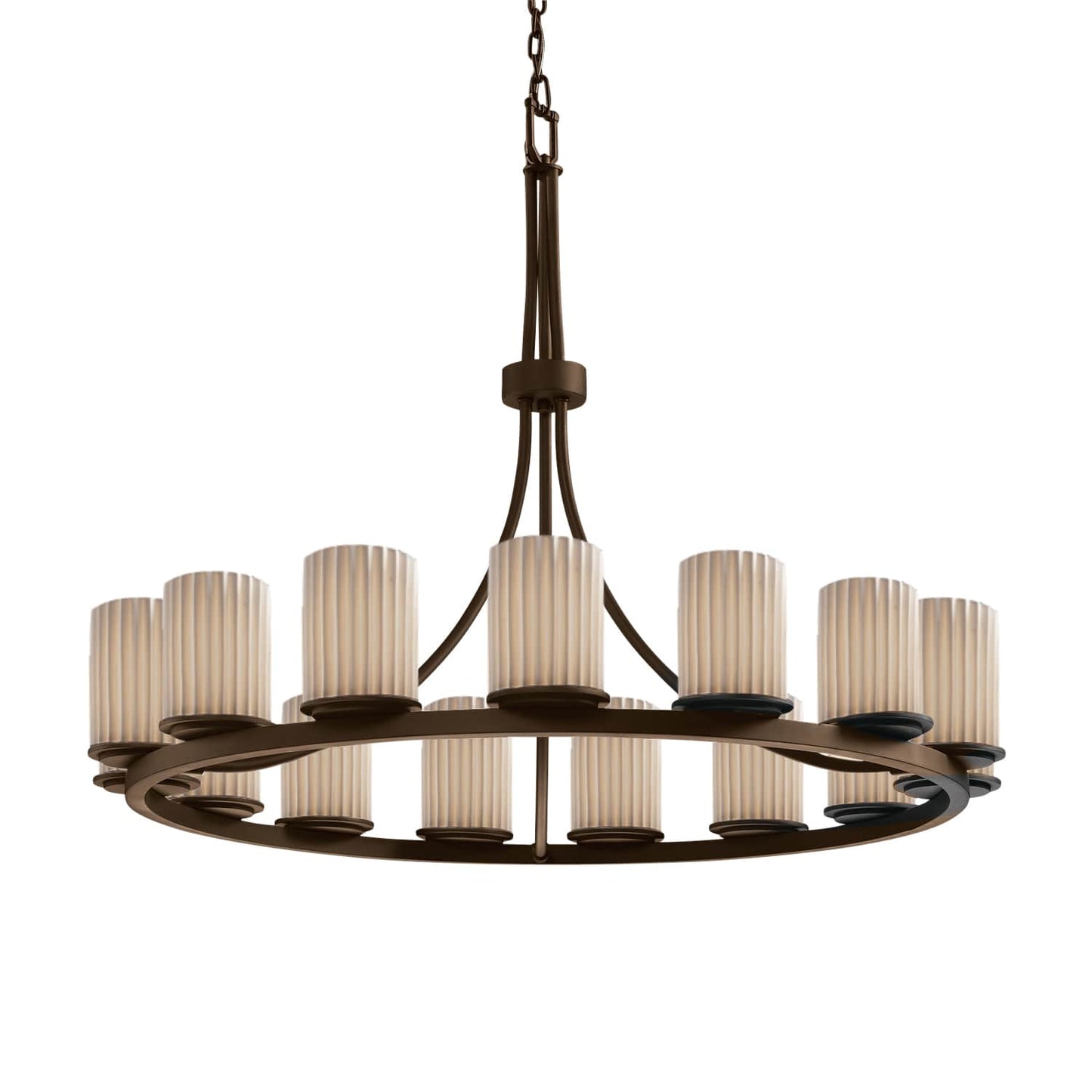 Limoges 15 Light 42" Wide Candle Style Chandelier with Porcelain Pleated Shades
