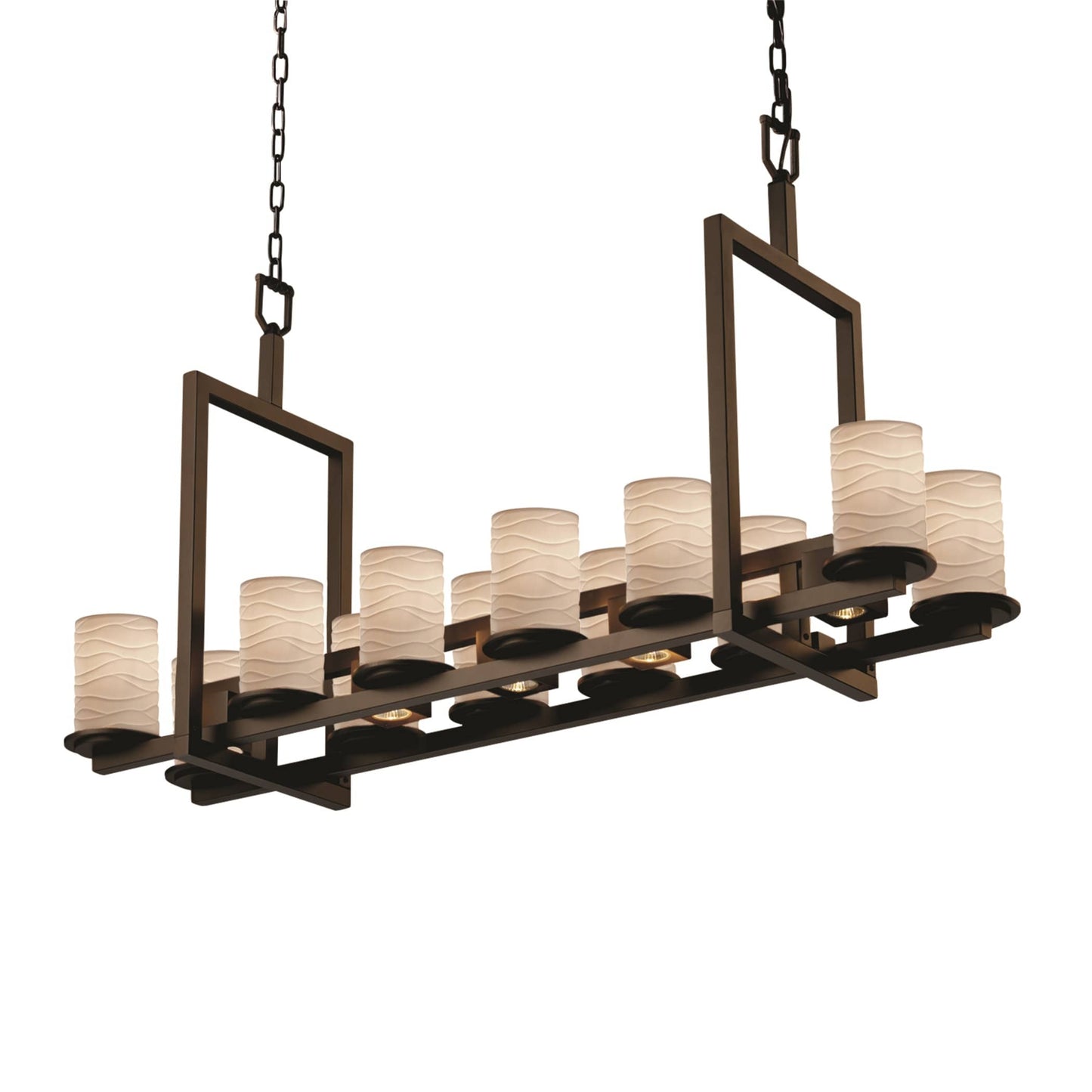 Limoges 12 Light 1 Tier Chandelier with Porcelain Wave Shade