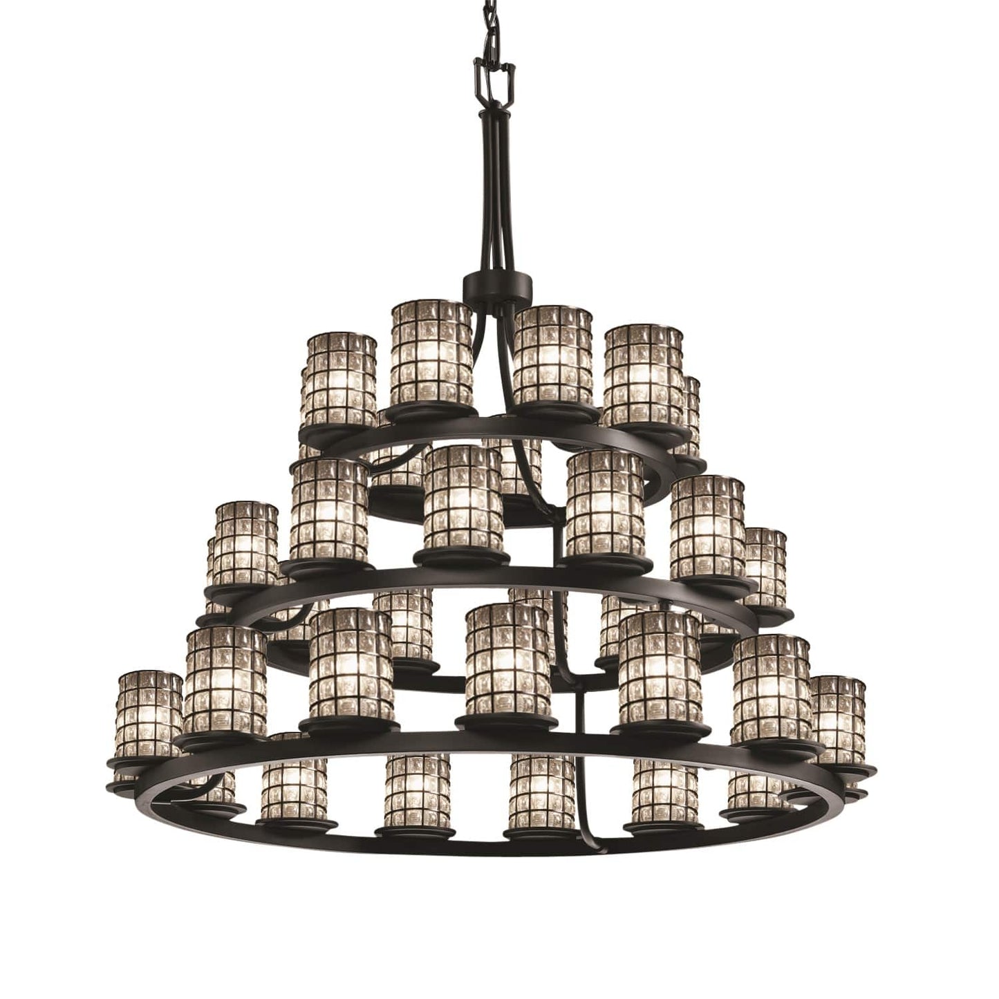 Wire Glass 36 Light 42" Wide LED Pillar Candle Chandelier