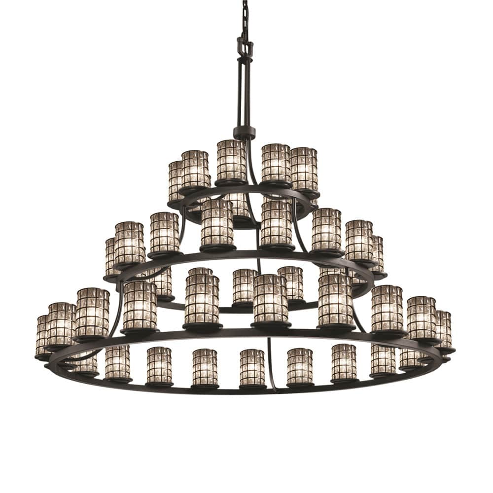Wire Glass 45 Light 60" Wide LED Pillar Candle Chandelier