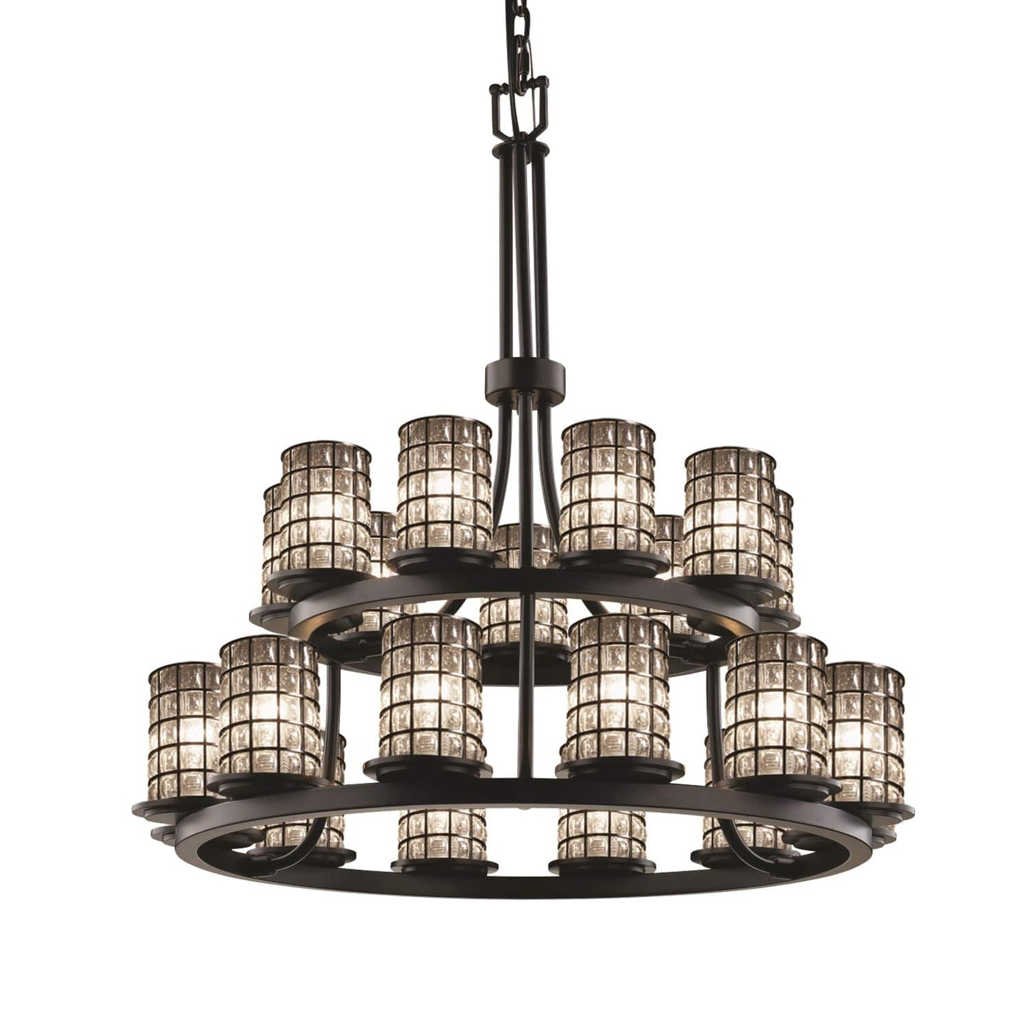 Wire Glass 21 Light 33" Wide LED Pillar Candle Chandelier
