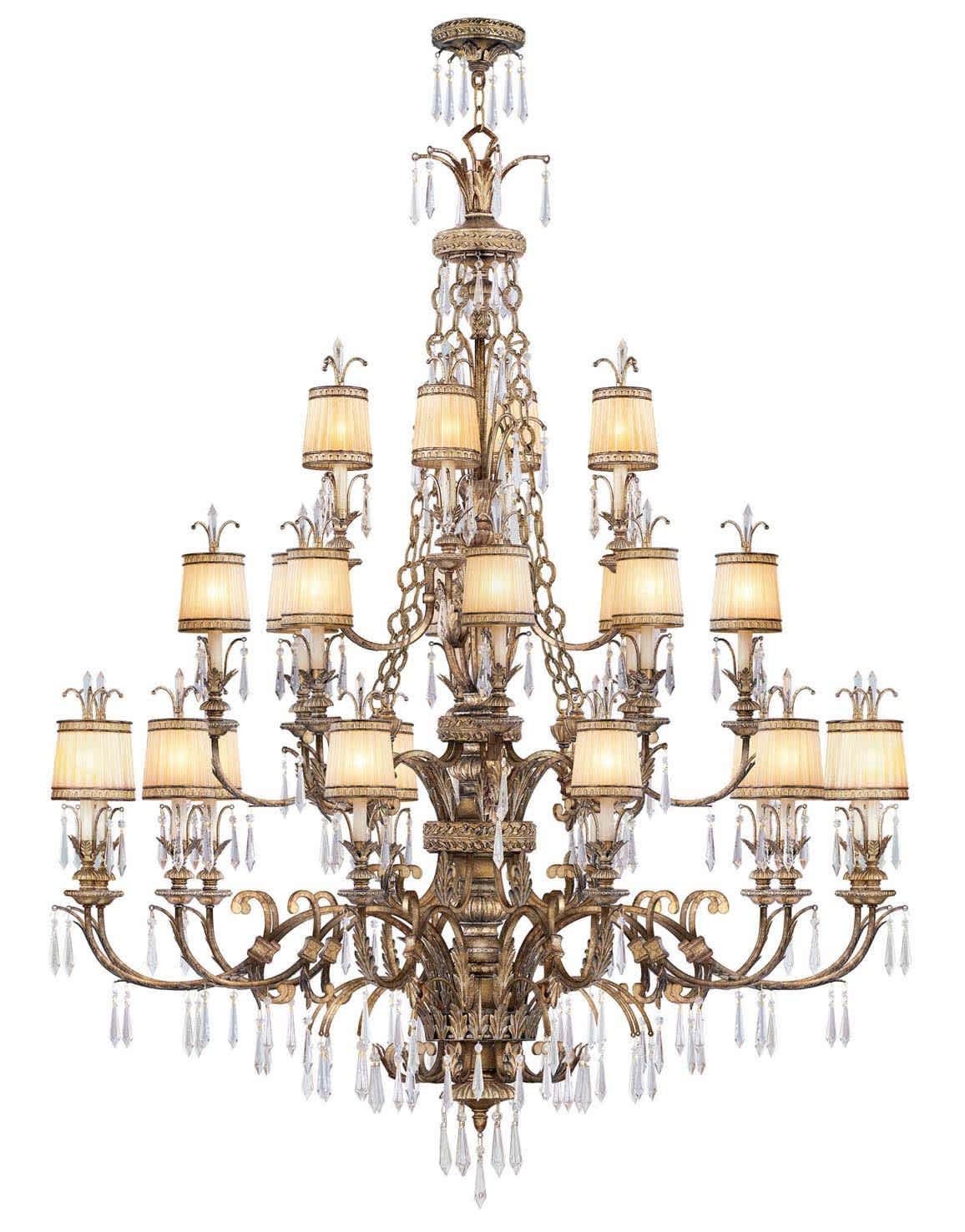 24 Light 1440W Chandelier with Candelabra Bulb Base and 3 Tiers
