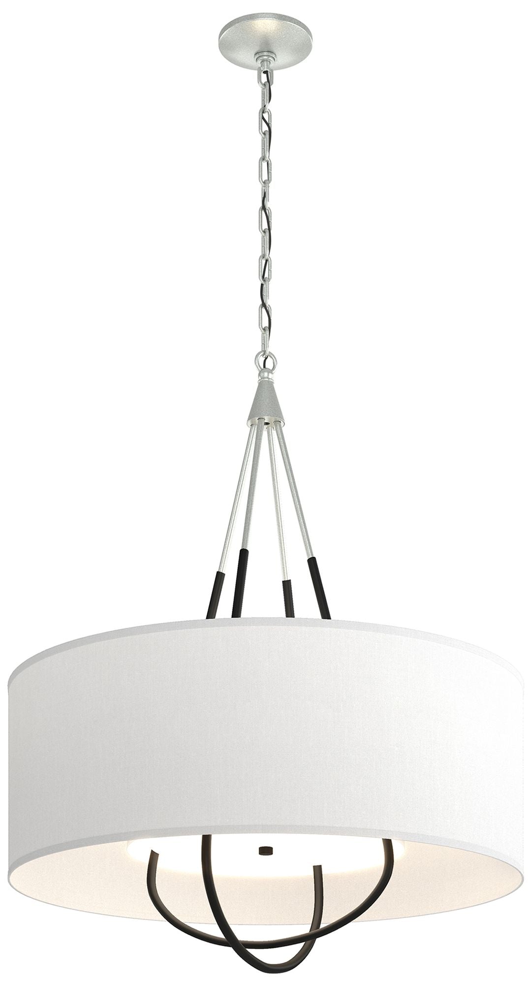 Loop Pendant - Vintage Platinum Finish - Black Accents - Natural Anna Shade