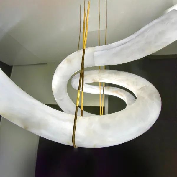 Alabaster Unique Curved Lake Shape Chandelier