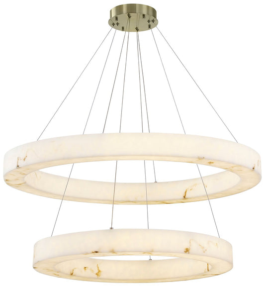 Medley 42" Wide Brushed Brass 2-Tier LED Ring Chandelier