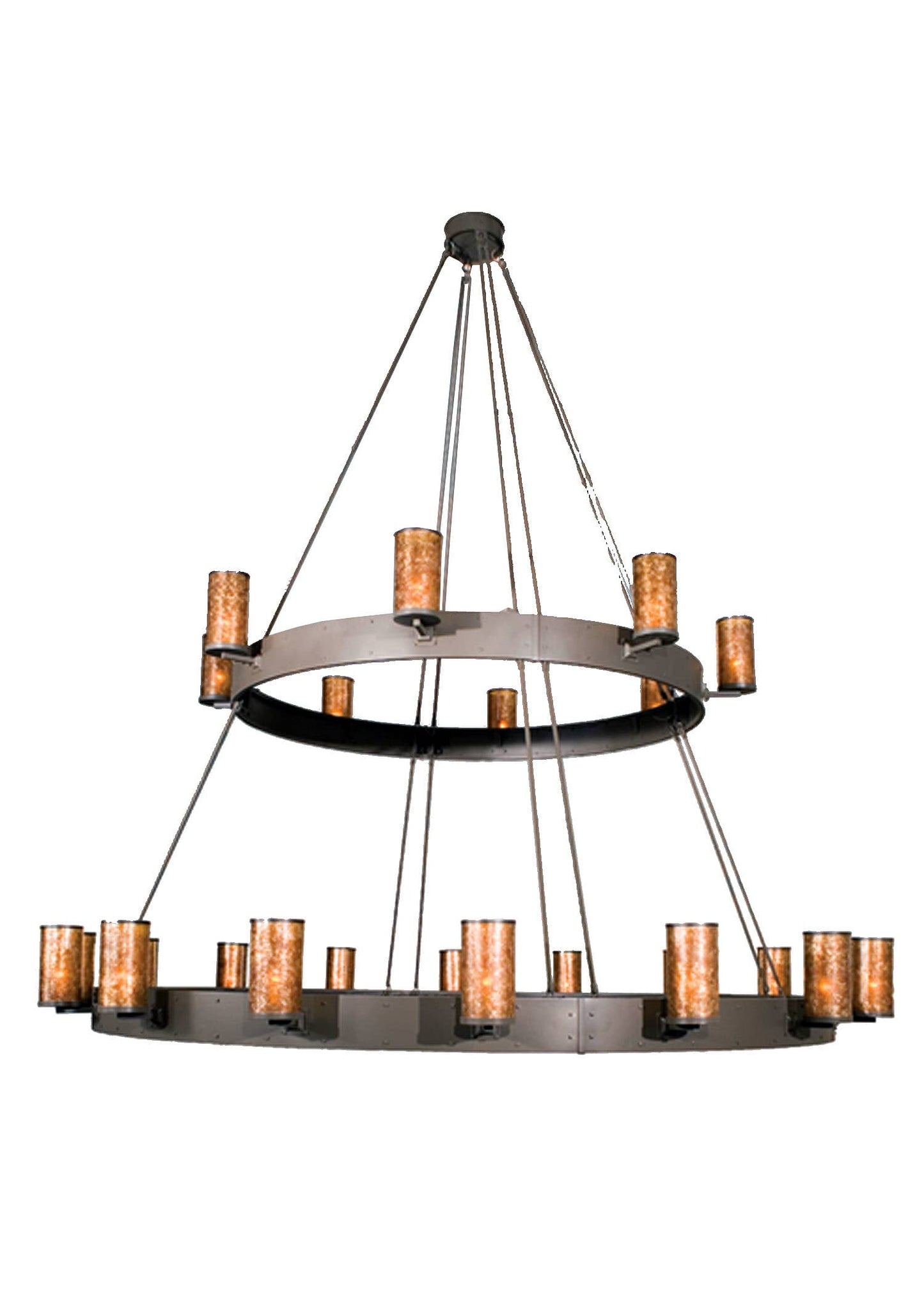 Chappell 24 Light 165" Wide Pillar Candle Chandelier with Brown Mica Shade