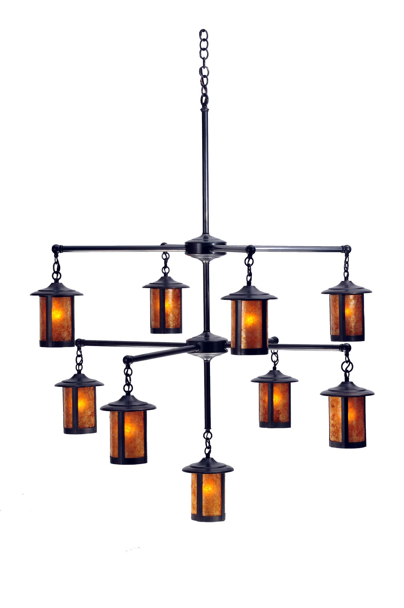 Fulton Prime 9 Light 32" Wide Chandelier with Brown Mica Shade