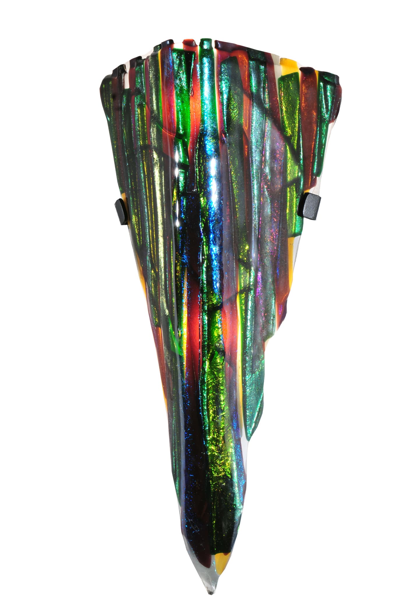 8" W Penna Di Pavone Fused Glass Wall Sconce