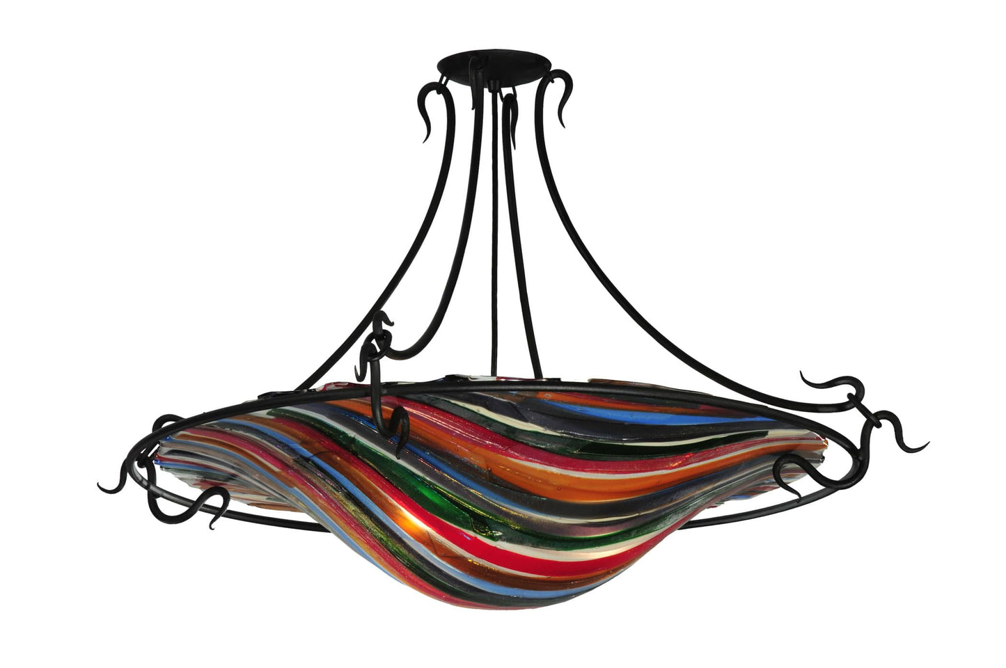 36" W Fused Glass Semi-Flushmount Ceiling Fixture