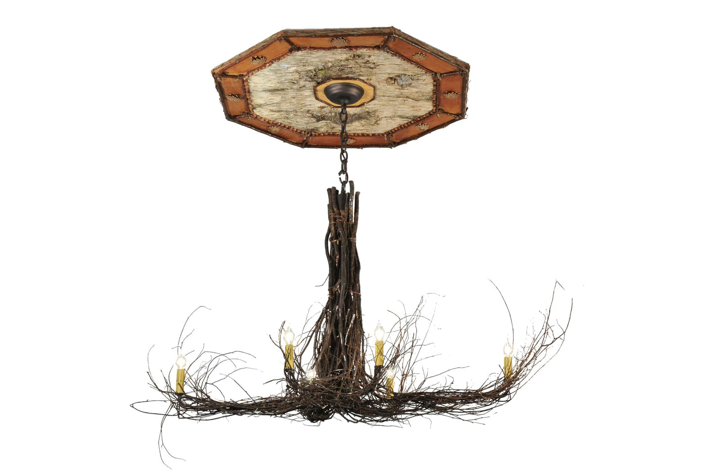 48" L Twigs 6 Light with Ceiling Medallion Chandelier
