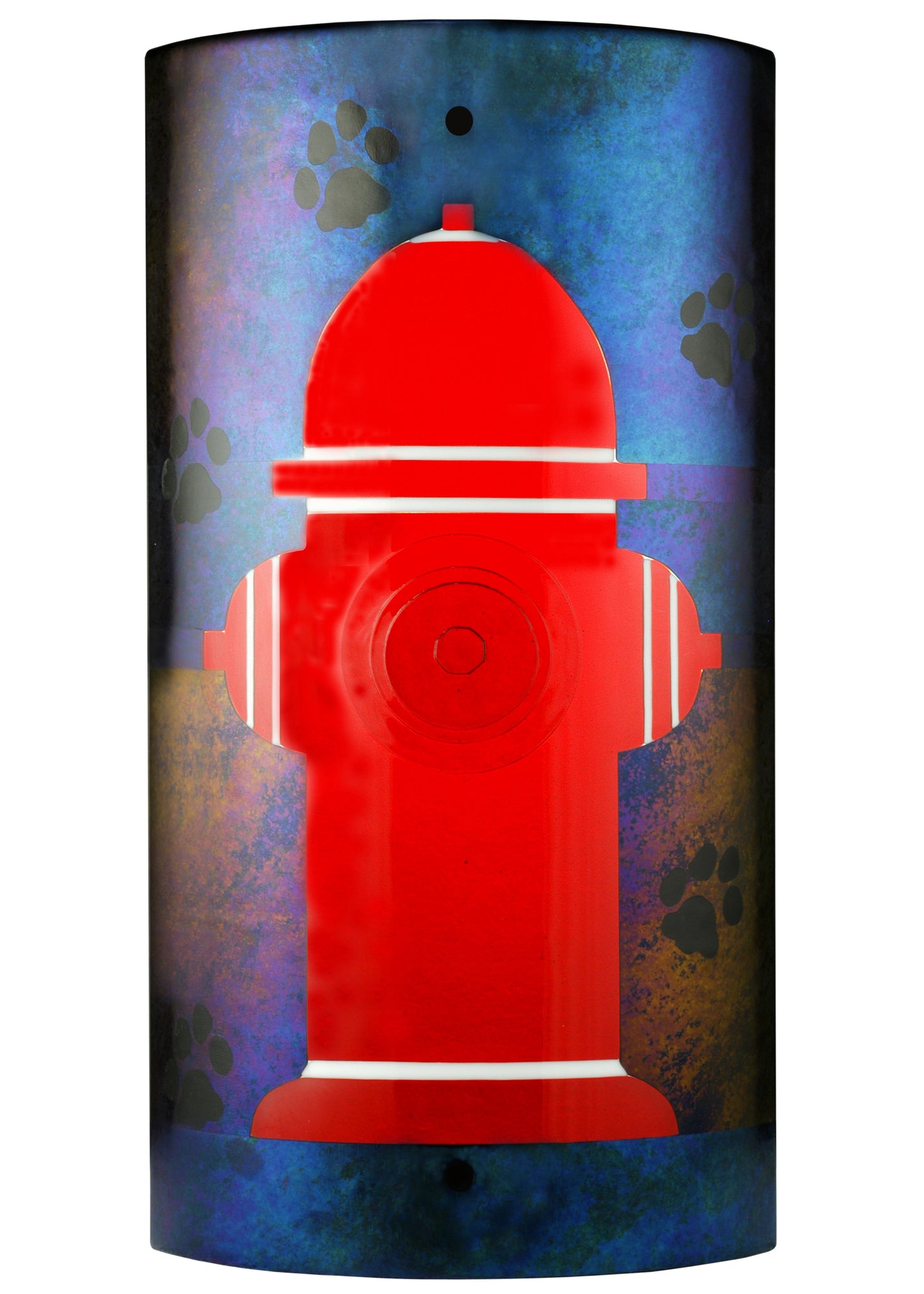 12" W Fire Hydrant Fused Glass Wall Sconce