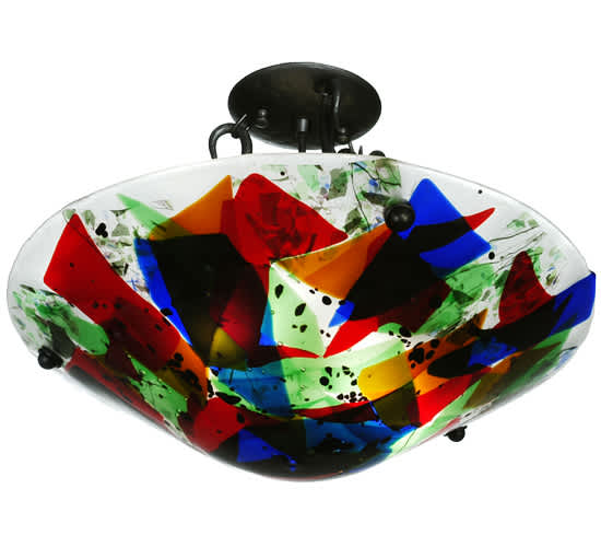 Metro Fusion 2 Light 18" Wide Semi-Flush Bowl Ceiling Fixture - Black Finish