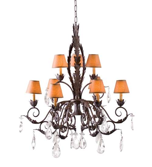 Country French 9 Light 36" Wide Crystal Chandelier