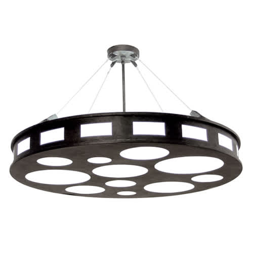 Geo 12 Light 42" Wide Semi-Flush Drum Ceiling Fixture with White Shade - Blackwash Finish